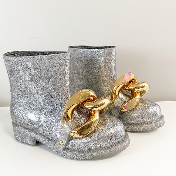 JW ANDERSON Shoes - New JW Anderson Chain Glitter Silver Ankle Boots